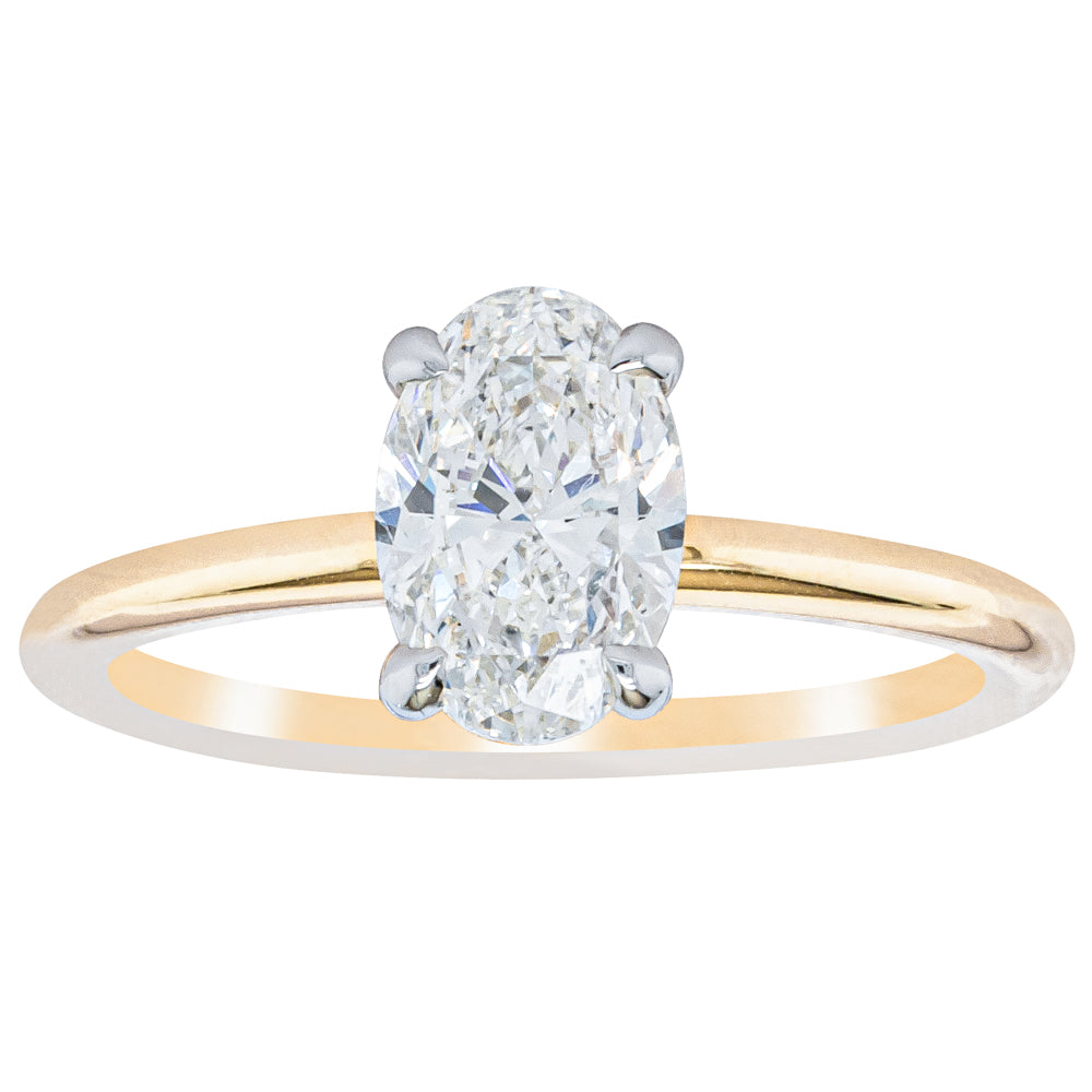 18ct Yellow Gold 1.21ct Oval Cut Diamond Melba Ring - Ring - Walker & Hall