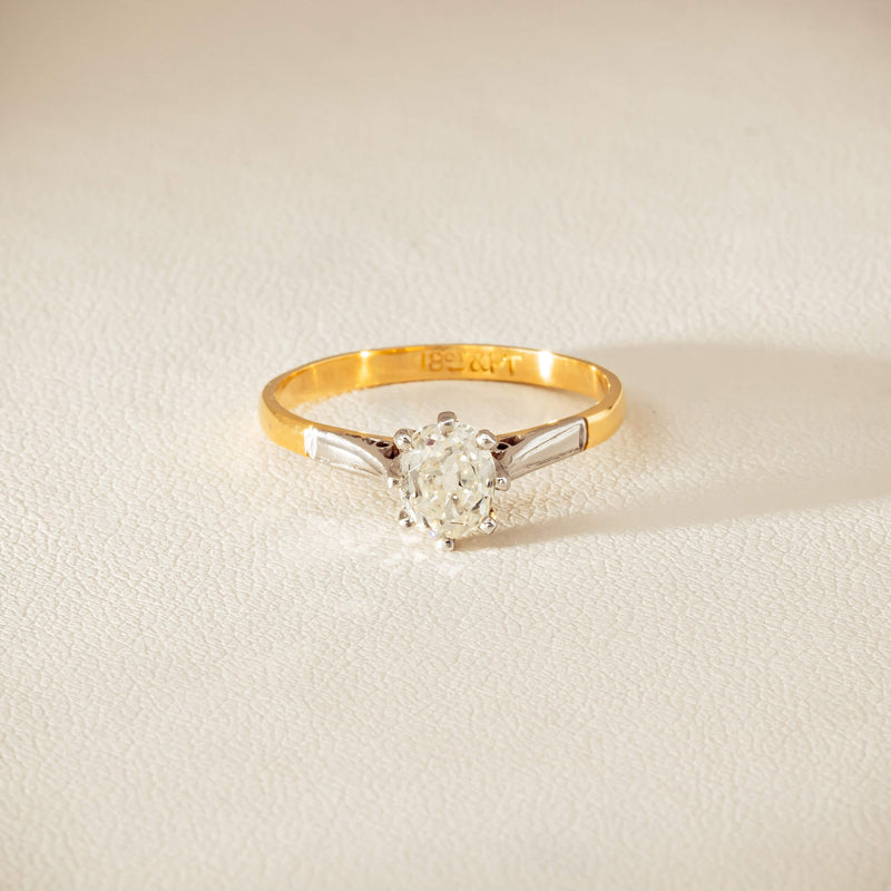 Deja Vu 18ct Yellow Gold .70ct Oval Old-Cut Diamond Ring - Ring - Walker & Hall