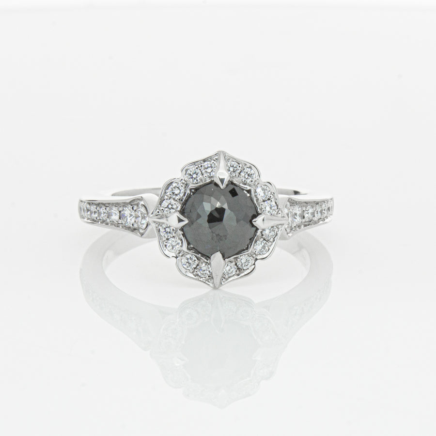 18ct White Gold .64ct Black Diamond Ring