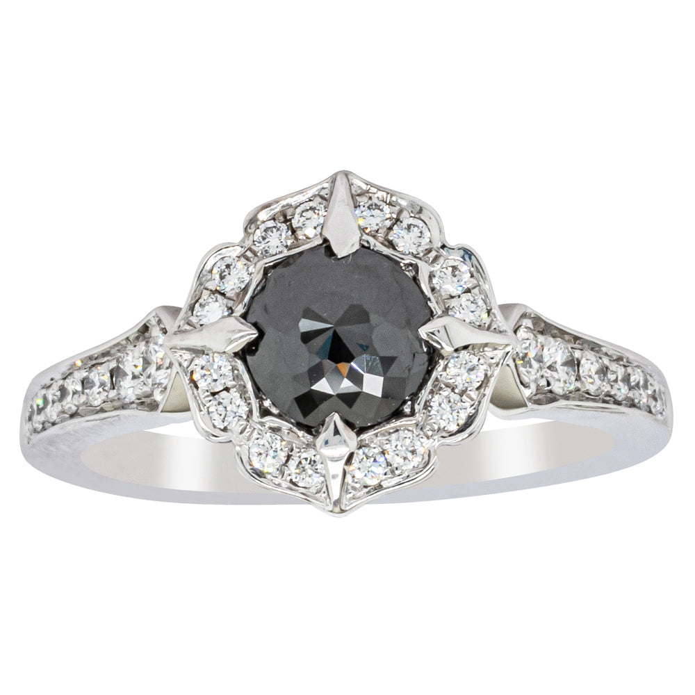 18ct White Gold .64ct Black Diamond Ring - Ring - Walker & Hall