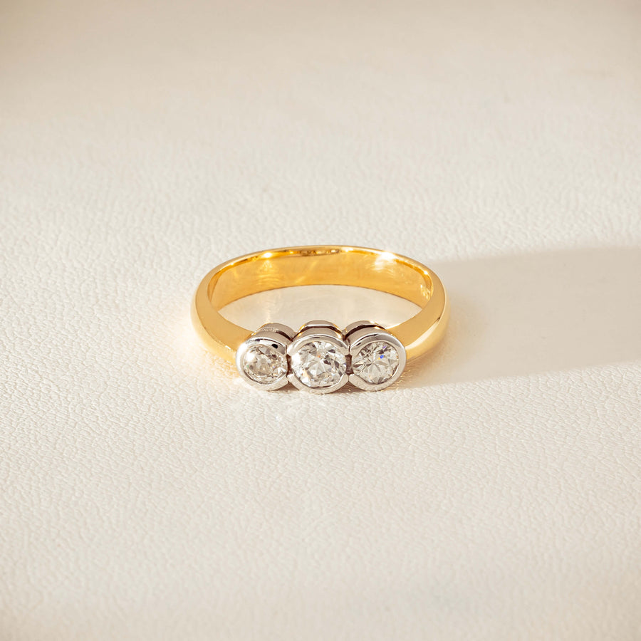 Deja Vu 18ct Yellow Gold .61ct Diamond Three-Stone Ring - Ring - Walker & Hall
