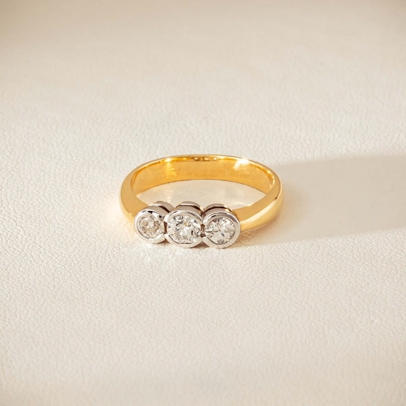 Deja Vu 18ct Yellow Gold .61ct Diamond Three-Stone Ring - Ring - Walker & Hall