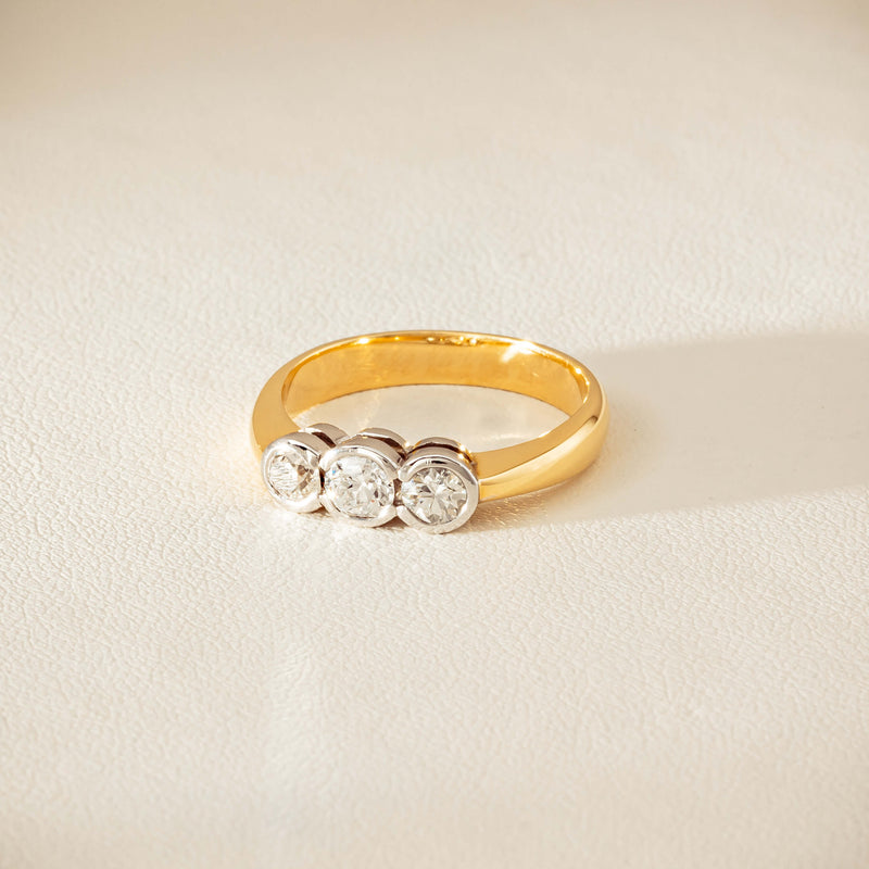 Deja Vu 18ct Yellow Gold .61ct Diamond Three-Stone Ring - Ring - Walker & Hall