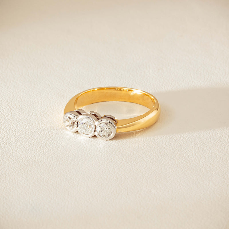 Deja Vu 18ct Yellow Gold .61ct Diamond Three-Stone Ring - Ring - Walker & Hall