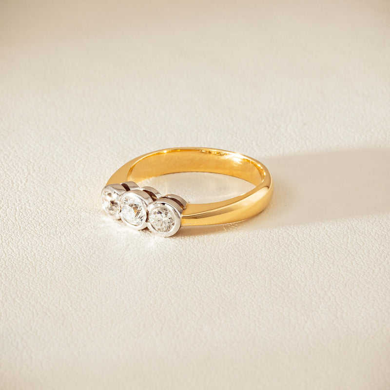 Deja Vu 18ct Yellow Gold .61ct Diamond Three-Stone Ring - Ring - Walker & Hall