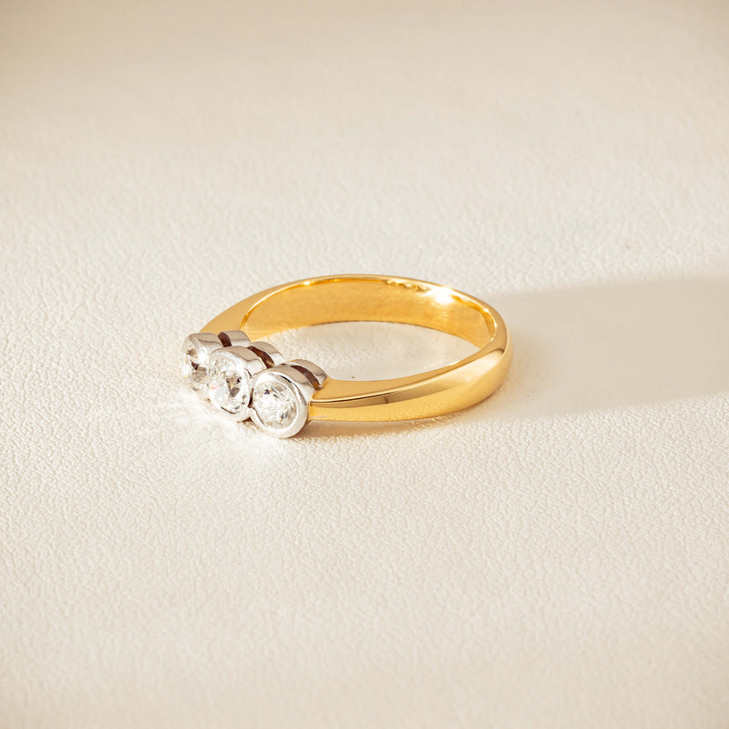 Deja Vu 18ct Yellow Gold .61ct Diamond Three-Stone Ring - Ring - Walker & Hall