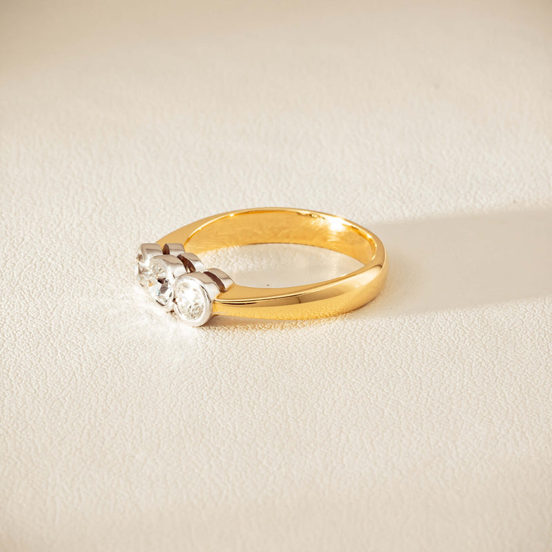 Deja Vu 18ct Yellow Gold .61ct Diamond Three-Stone Ring - Ring - Walker & Hall