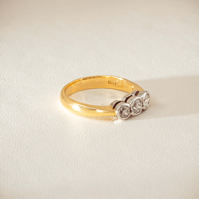 Deja Vu 18ct Yellow Gold .61ct Diamond Three-Stone Ring - Ring - Walker & Hall