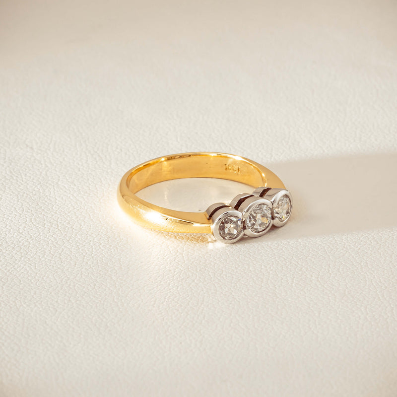 Deja Vu 18ct Yellow Gold .61ct Diamond Three-Stone Ring - Ring - Walker & Hall