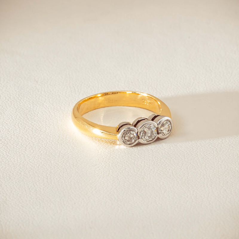 Deja Vu 18ct Yellow Gold .61ct Diamond Three-Stone Ring - Ring - Walker & Hall
