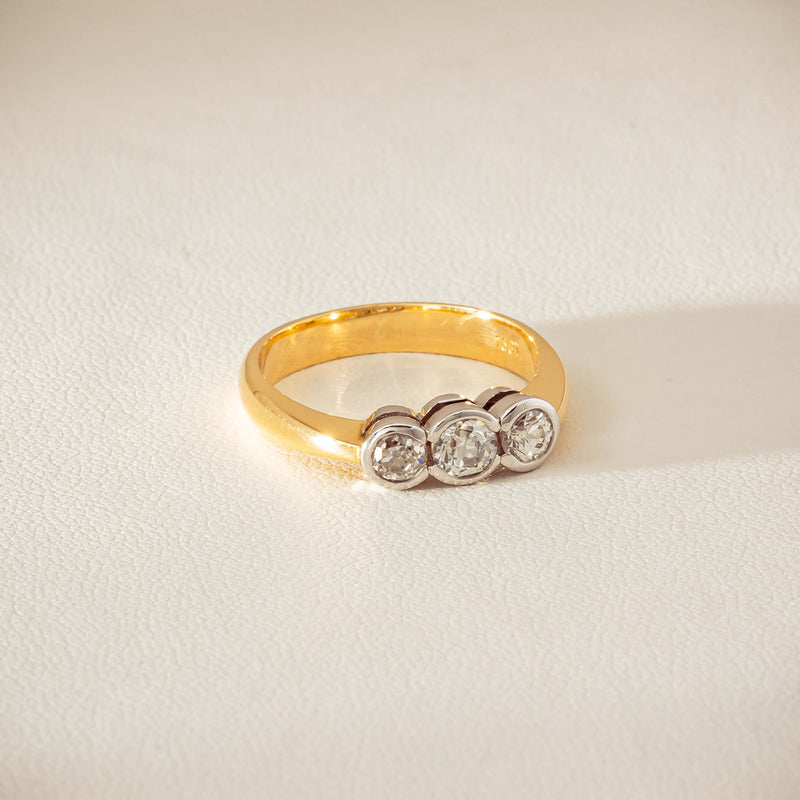 Deja Vu 18ct Yellow Gold .61ct Diamond Three-Stone Ring - Ring - Walker & Hall