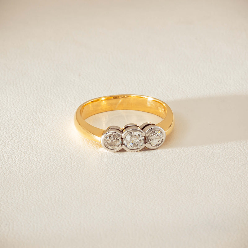 Deja Vu 18ct Yellow Gold .61ct Diamond Three-Stone Ring - Ring - Walker & Hall