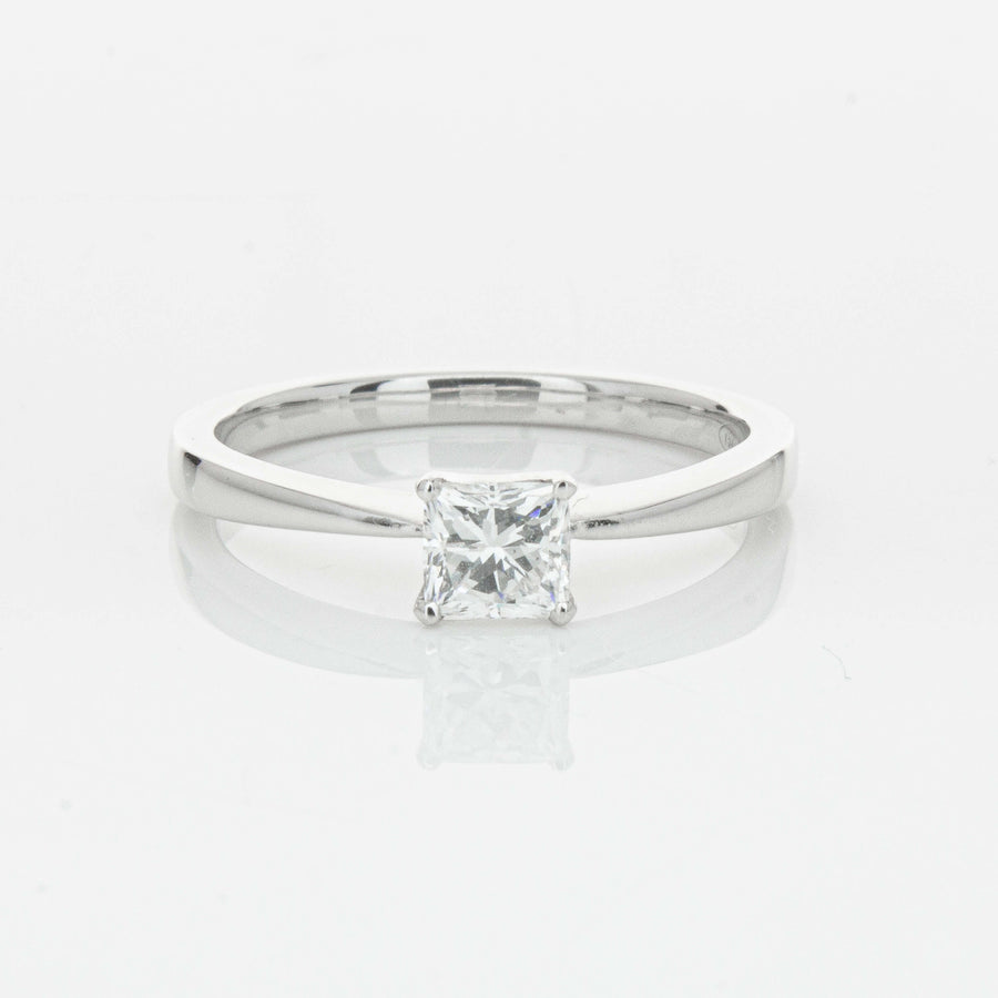 18ct White Gold .47ct Princess Cut Reclaimed Diamond Ring