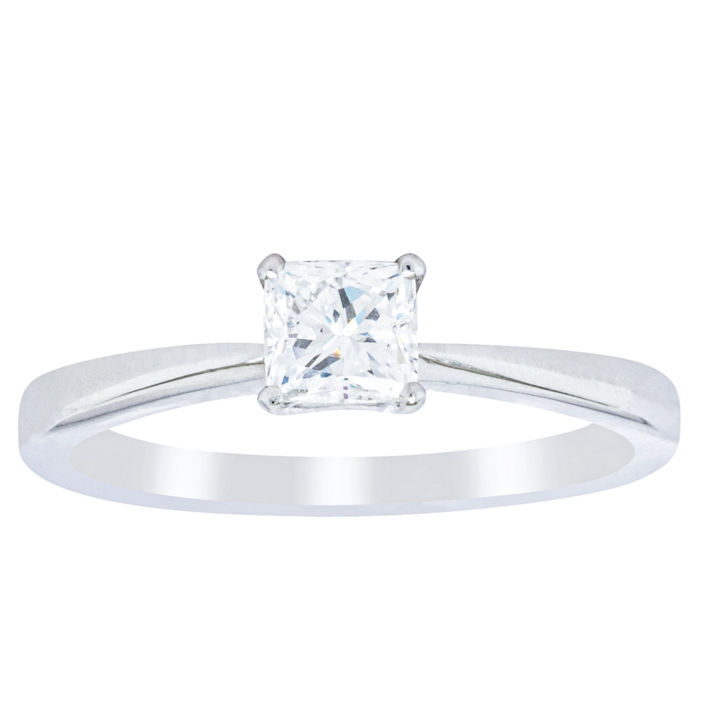 18ct White Gold .47ct Princess Cut Reclaimed Diamond Ring