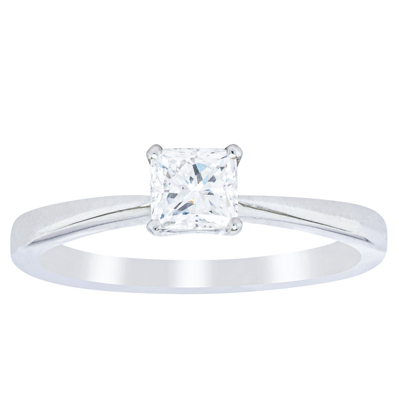 18ct White Gold .47ct Princess Cut Reclaimed Diamond Ring