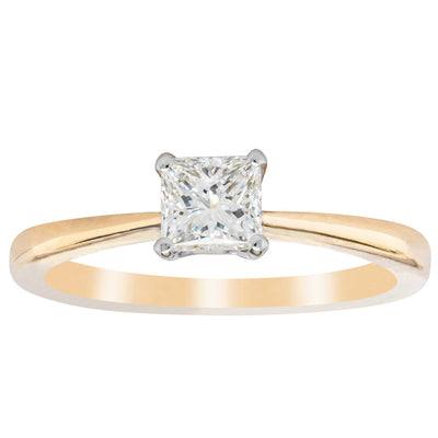 18ct Yellow Gold .53ct Princess Cut Reclaimed Diamond Ring