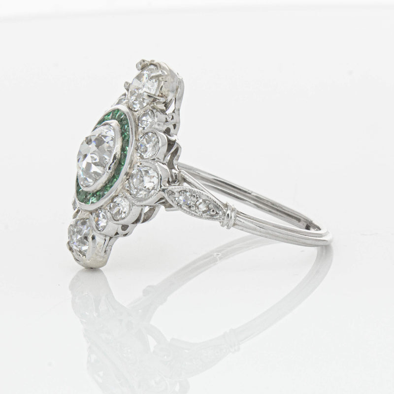Vintage Platinum Diamond & Emerald Ring-Ring-Walker & Hall