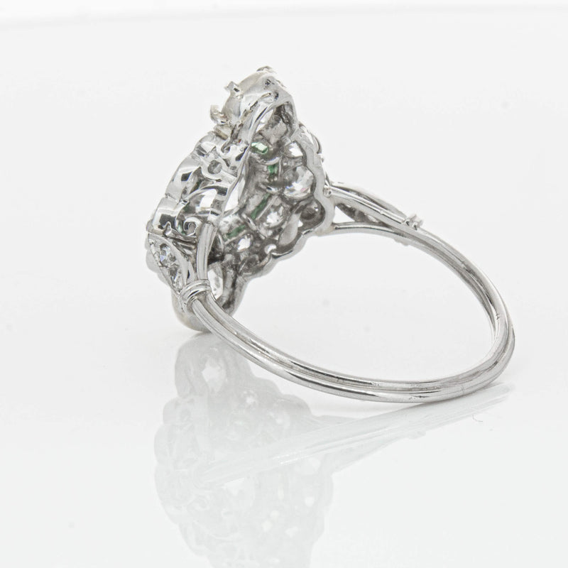 Vintage Platinum Diamond & Emerald Ring-Ring-Walker & Hall