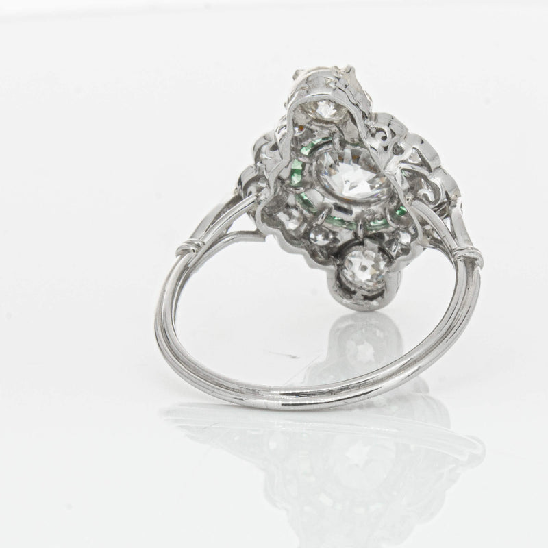 Vintage Platinum Diamond & Emerald Ring-Ring-Walker & Hall