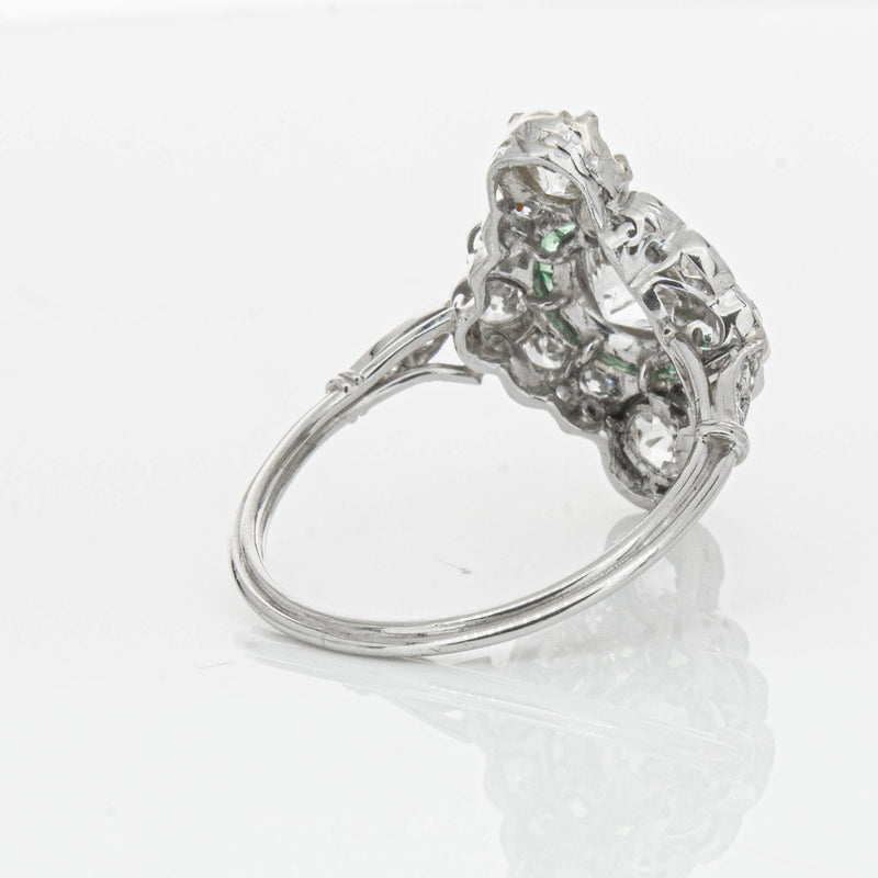 Vintage Platinum Diamond & Emerald Ring-Ring-Walker & Hall