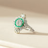 Vintage Platinum Diamond & Emerald Ring - Ring - Walker & Hall