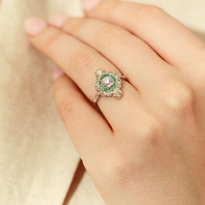 Vintage Platinum Diamond & Emerald Ring - Ring - Walker & Hall