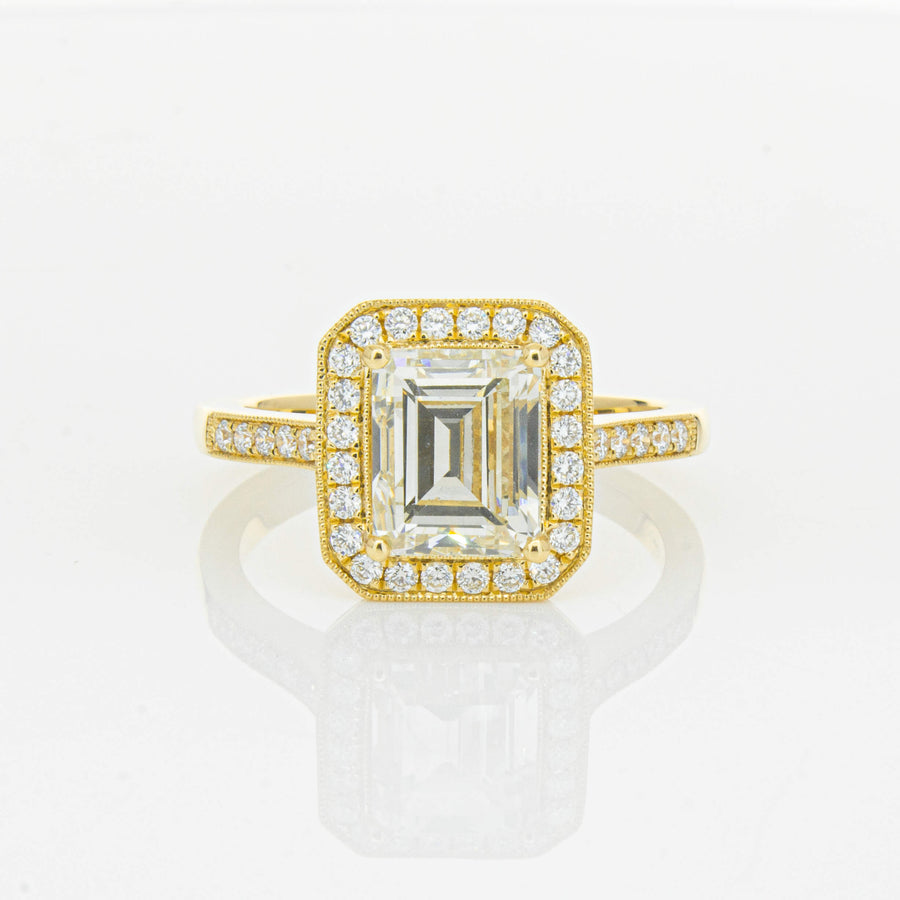 18ct Yellow Gold 2.11ct Emerald Cut Reclaimed Diamond Aria Ring