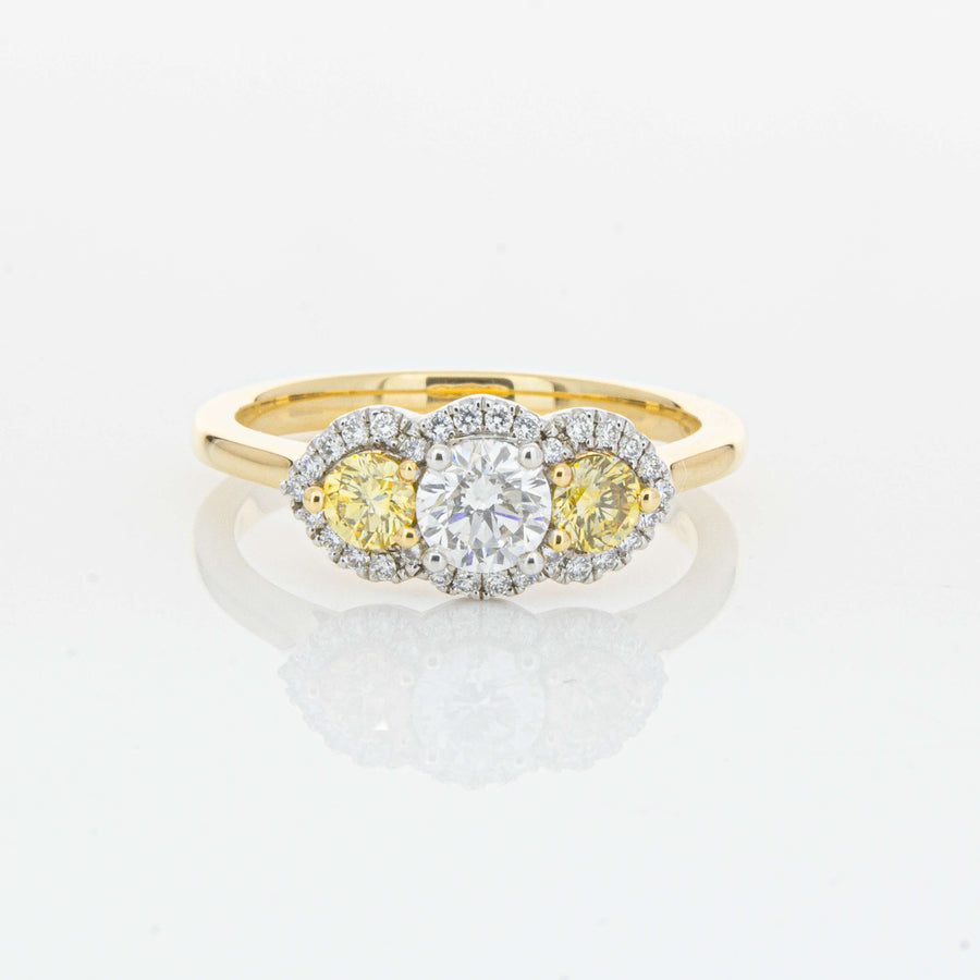 18ct Yellow Gold .84ct Yellow & White Diamond Posie Ring