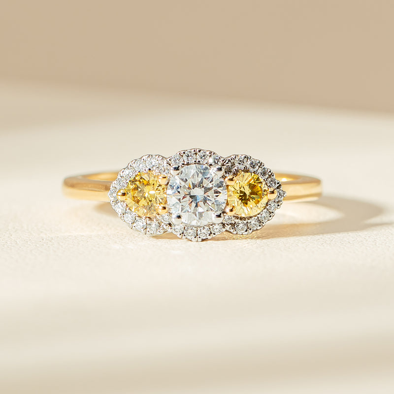 18ct Yellow Gold .84ct Yellow & White Diamond Posie Ring - Ring - Walker & Hall