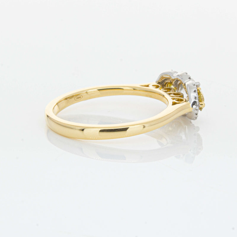 18ct Yellow Gold .84ct Yellow & White Diamond Posie Ring-Ring-Walker & Hall