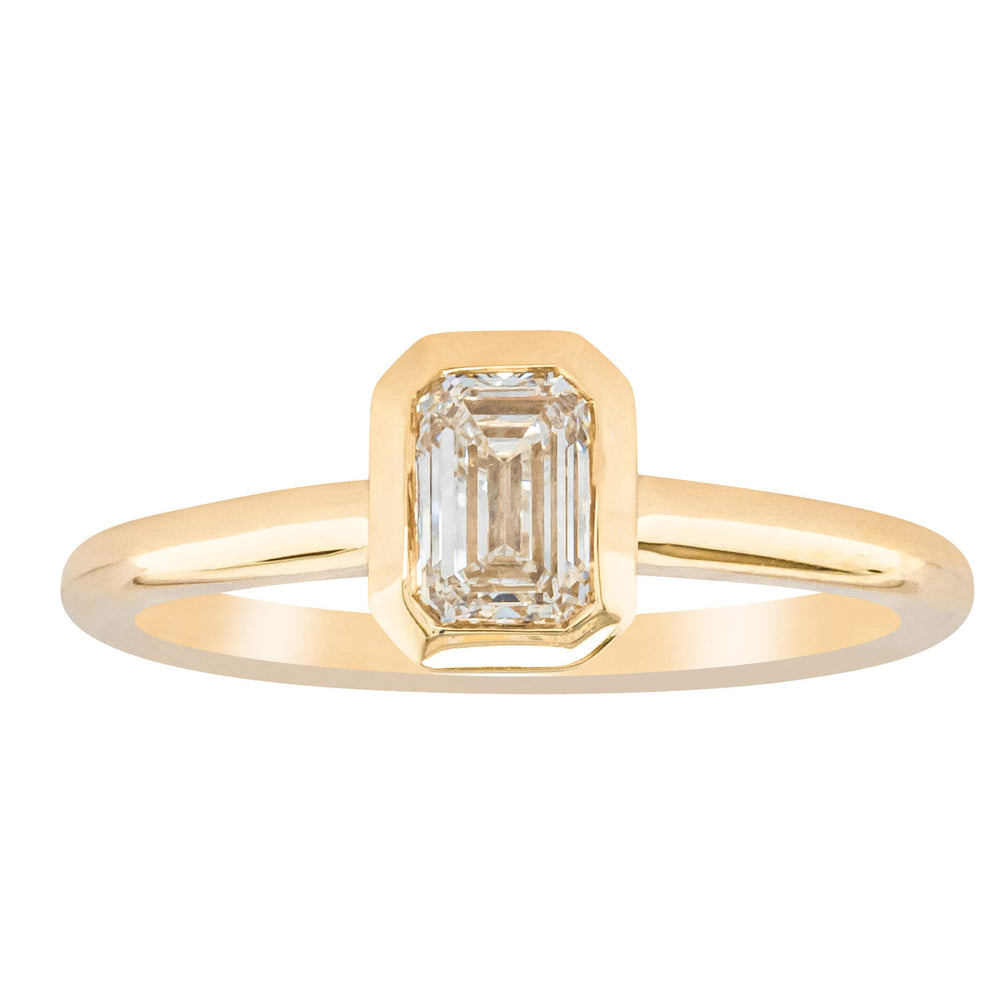 18ct Yellow Gold .70ct Emerald Cut Diamond Natalia Ring