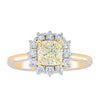 18ct Yellow Gold 1.23ct Cushion Cut Yellow Diamond Belle Ring