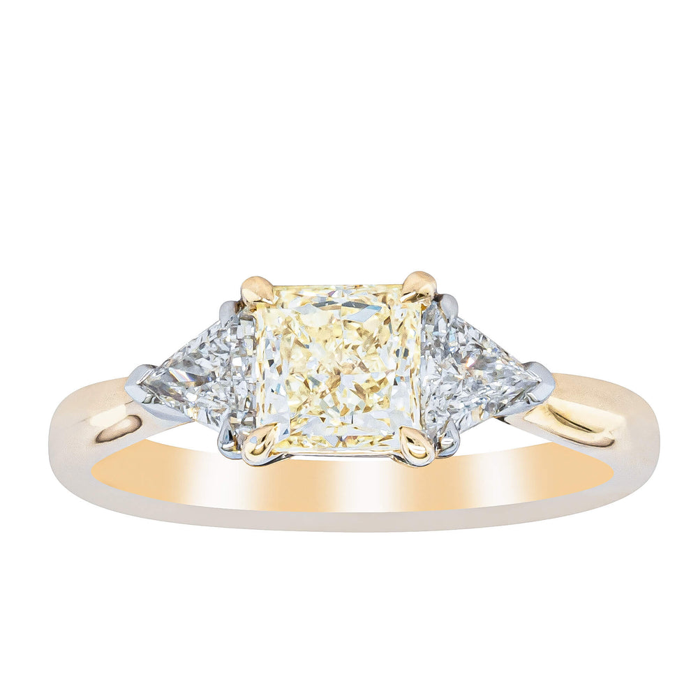 18ct Yellow Gold 1.01ct Princess Cut Yellow Diamond Ring