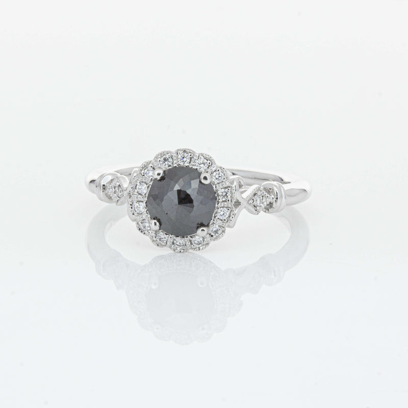 18ct White Gold .54ct Black Diamond Versailles Ring-Ring-Walker & Hall
