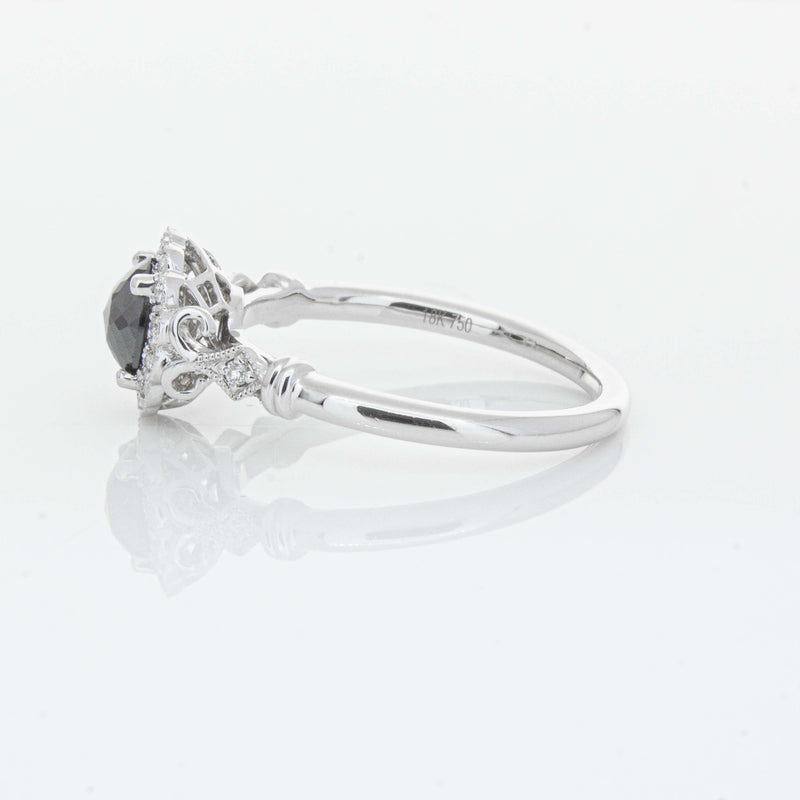 18ct White Gold .54ct Black Diamond Versailles Ring-Ring-Walker & Hall
