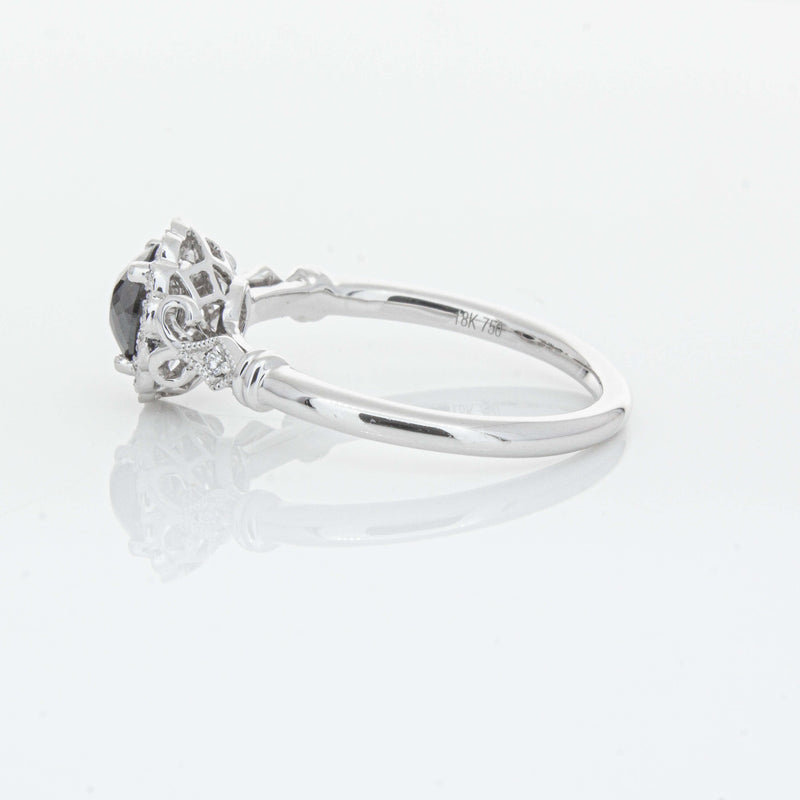 18ct White Gold .54ct Black Diamond Versailles Ring-Ring-Walker & Hall