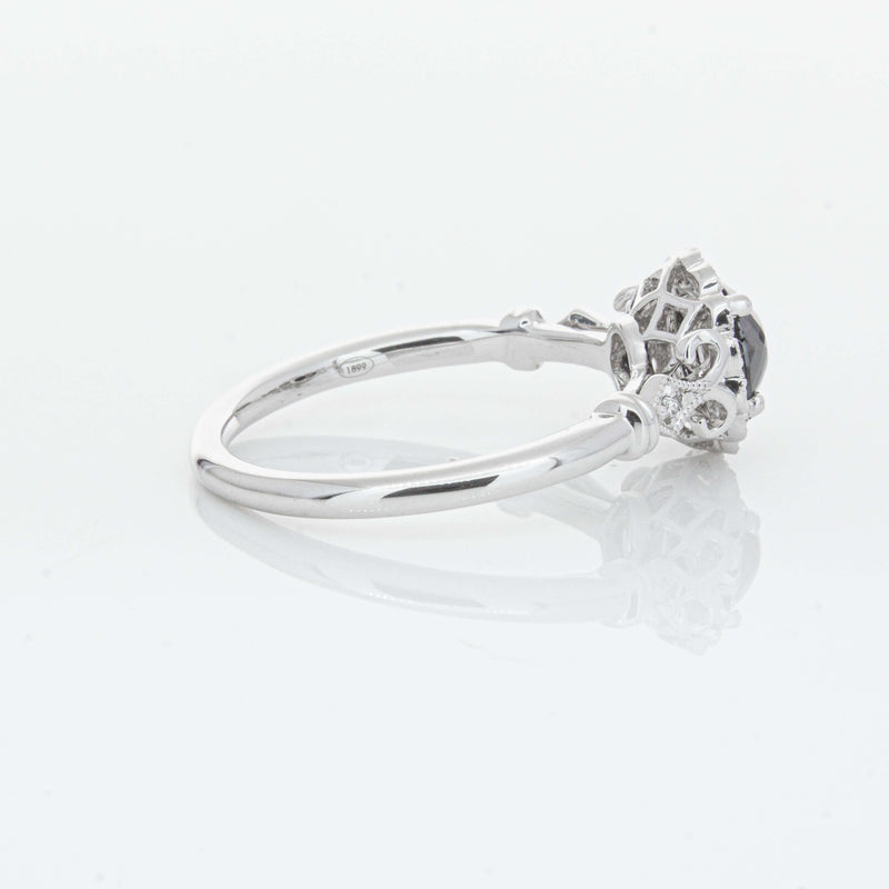 18ct White Gold .54ct Black Diamond Versailles Ring-Ring-Walker & Hall