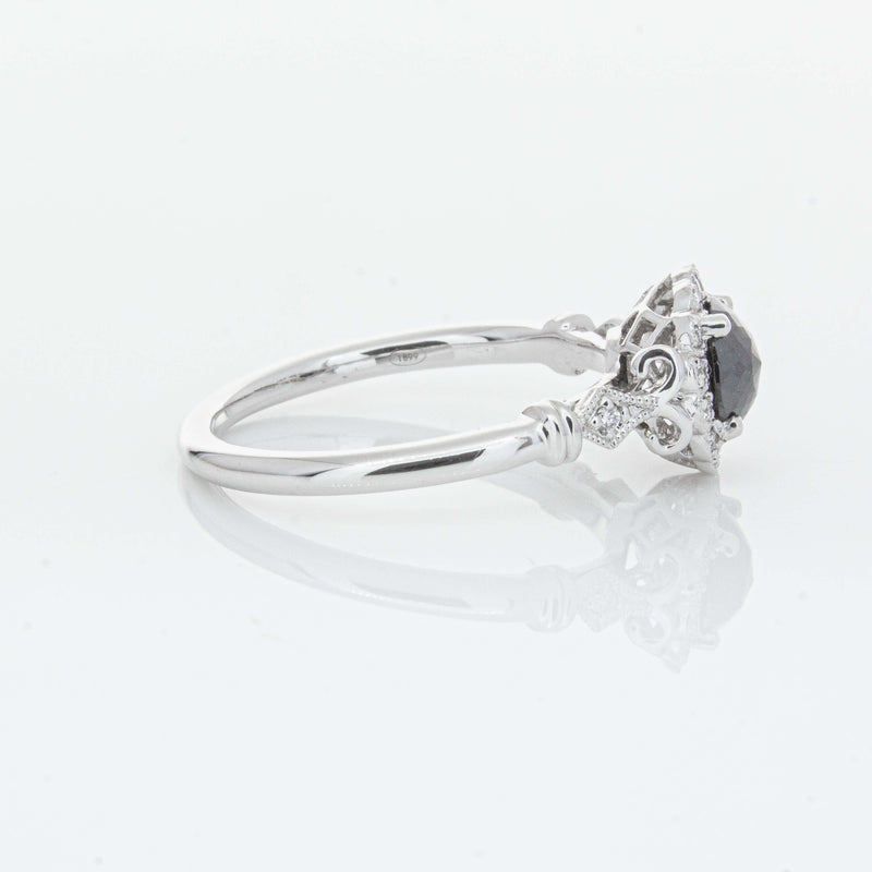 18ct White Gold .54ct Black Diamond Versailles Ring-Ring-Walker & Hall