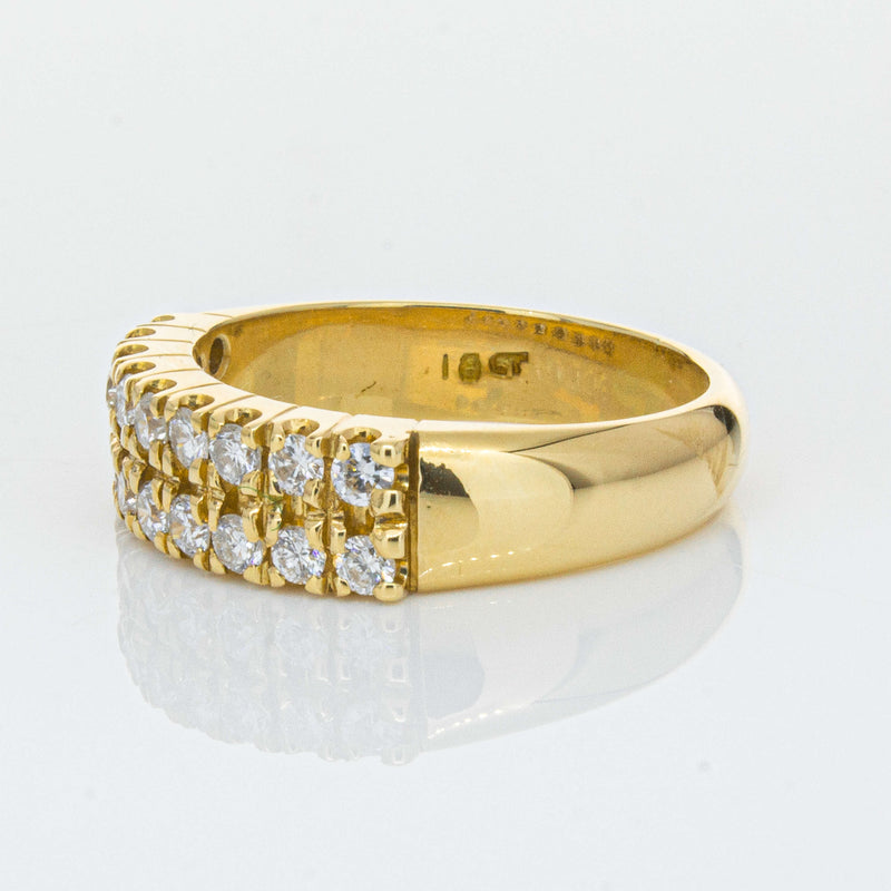 Deja Vu 18ct Yellow Gold .70ct Diamond Twin Row Ring-Ring-Walker & Hall