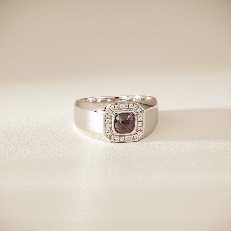 Platinum 1.10ct Black Diamond Mens Ring-Ring-Walker & Hall