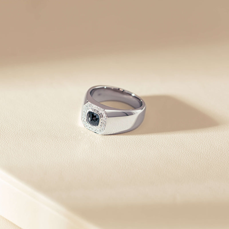 Platinum 1.10ct Black Diamond Mens Ring-Ring-Walker & Hall