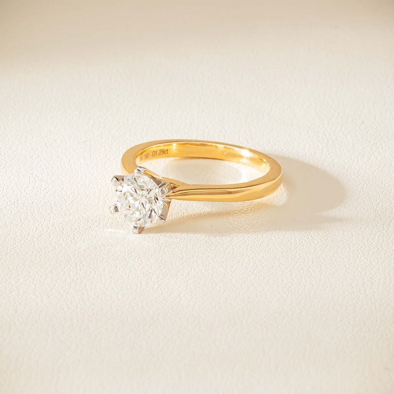 18ct Yellow Gold 1.29ct F VS1 Diamond Capri Ring - Ring - Walker & Hall