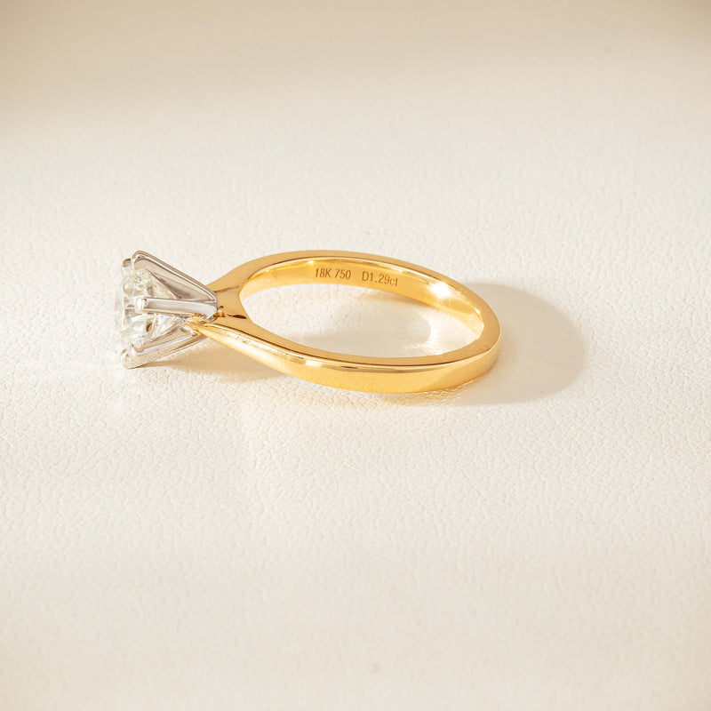 18ct Yellow Gold 1.29ct F VS1 Diamond Capri Ring - Ring - Walker & Hall