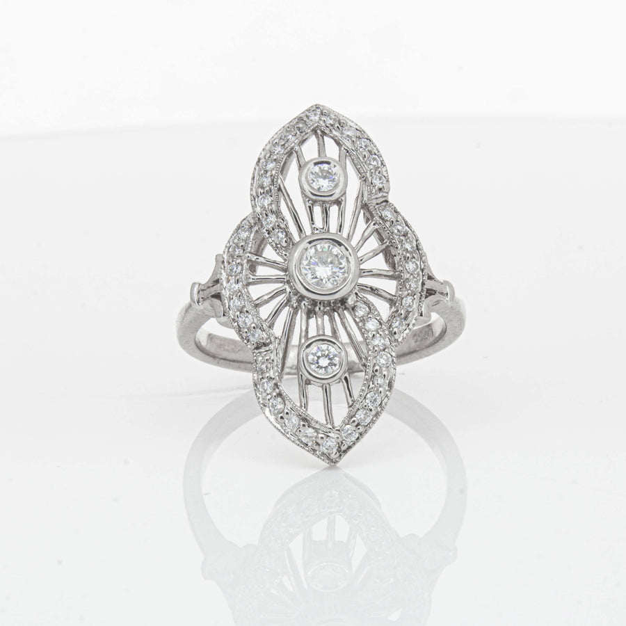Deja Vu 18ct White Gold .50ct Diamond Openwork Ring - Ring - Walker & Hall
