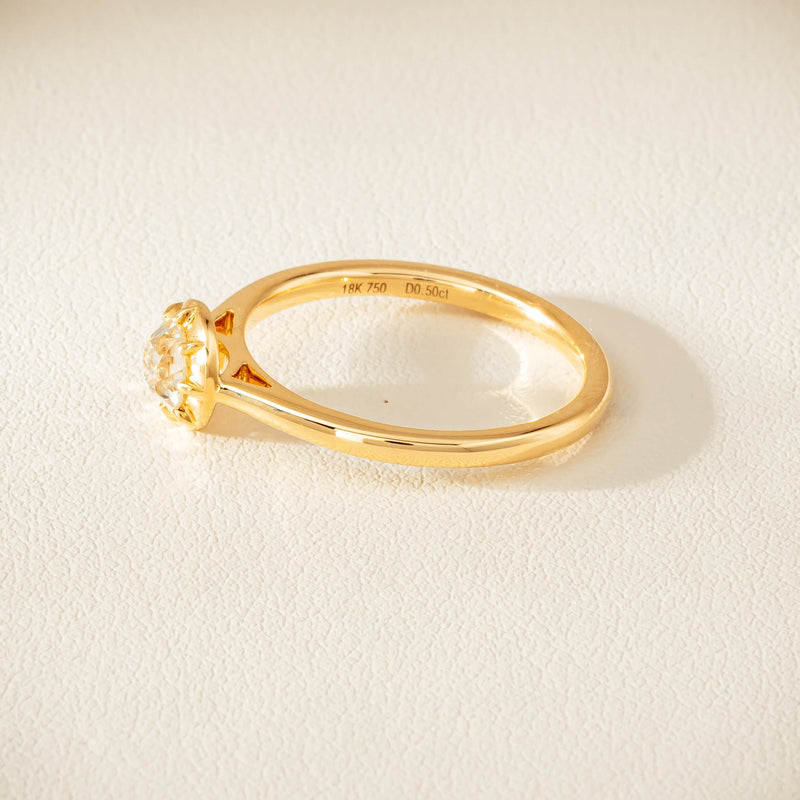18ct Yellow Gold .50ct Reclaimed Old-Cut Diamond Dawn Ring - Ring - Walker & Hall