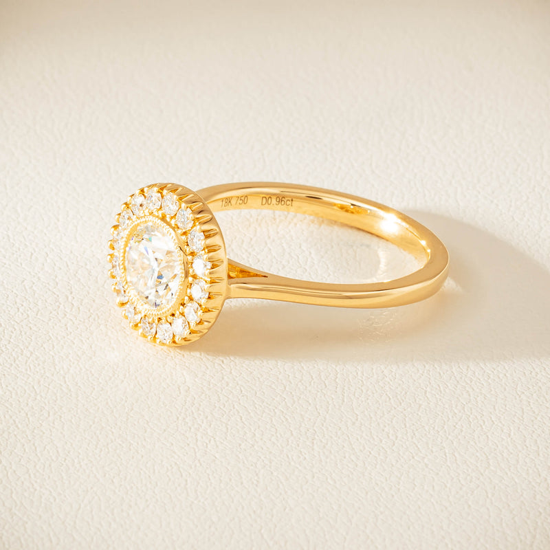 18ct Yellow Gold .96ct Diamond Daisy Ring - Ring - Walker & Hall