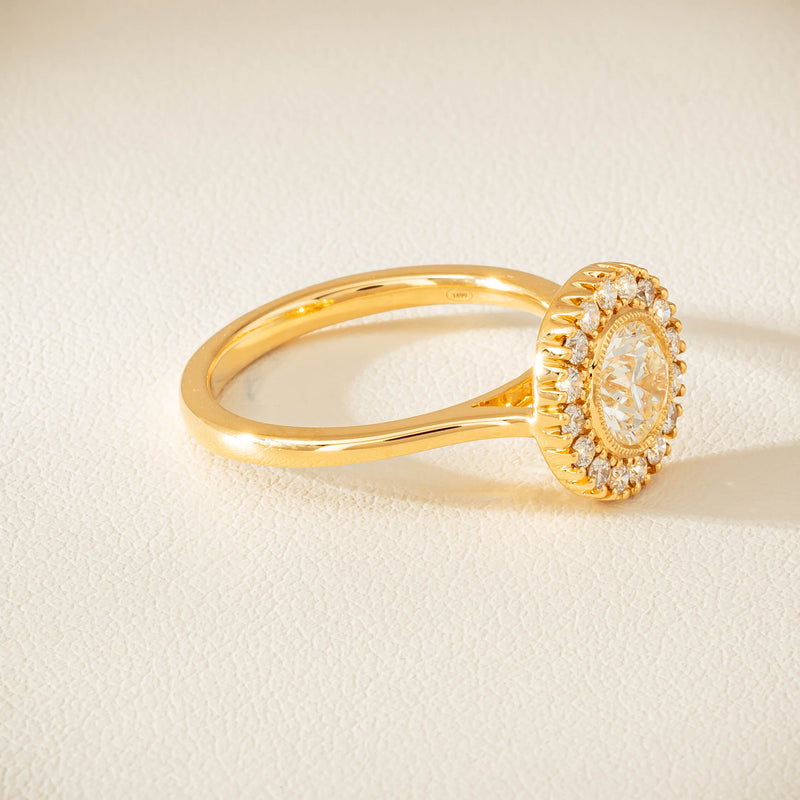 18ct Yellow Gold .96ct Diamond Daisy Ring - Ring - Walker & Hall