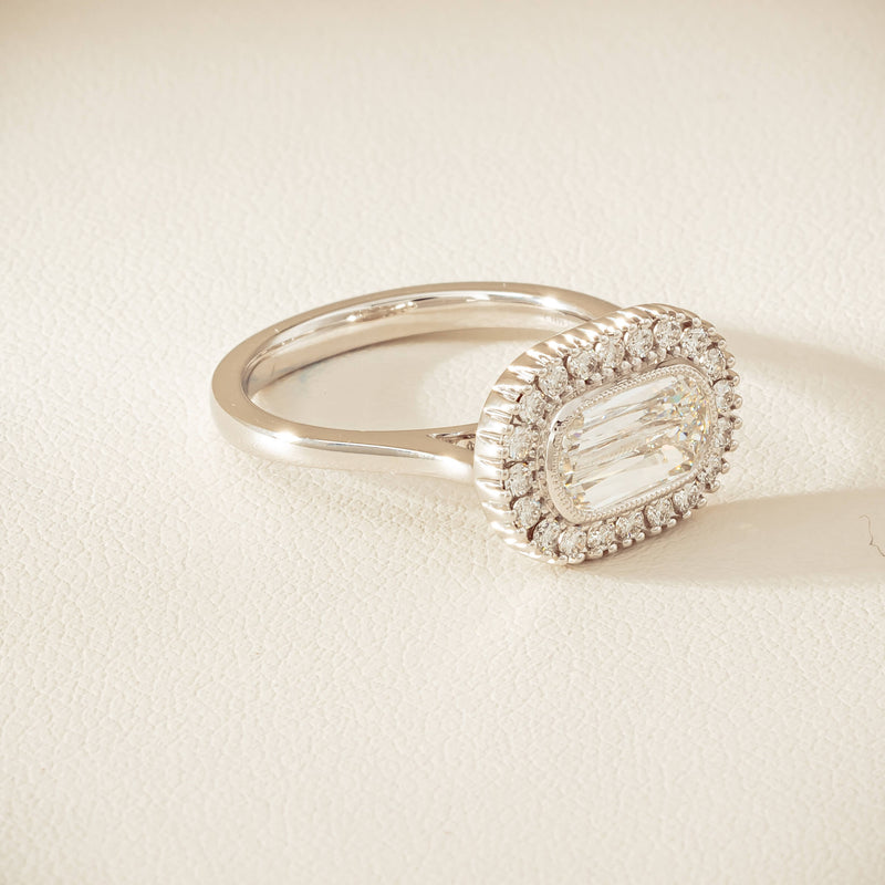 18ct White Gold 1.01ct Fancy-Cut Diamond Daisy Ring - Ring - Walker & Hall
