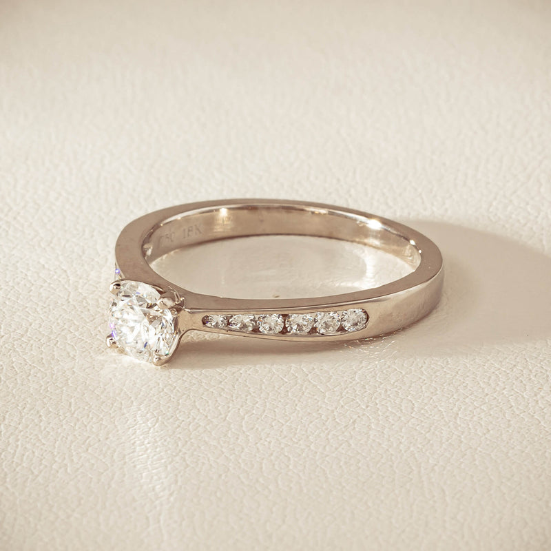 18ct White Gold .50ct Diamond Four-Claw Avalon Ring - Ring - Walker & Hall