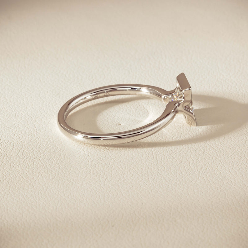 18ct White Gold 1.01ct Reclaimed Princess-Cut Diamond Elle Ring - Ring - Walker & Hall